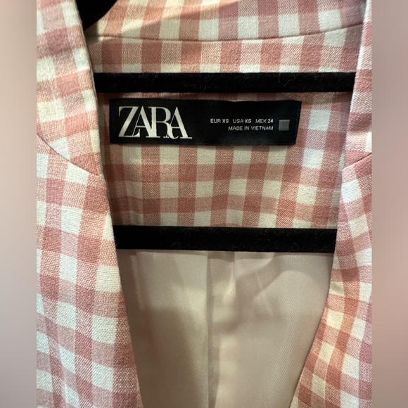 Zara Pink Gingham Blazer - Picture 4 of 5
